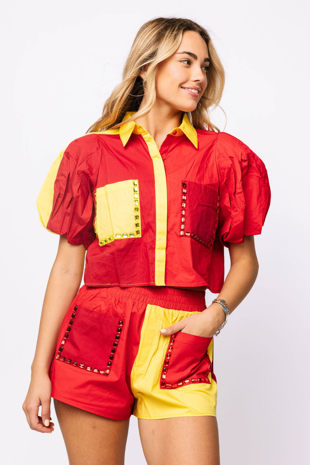SAMPLE - Red & Yellow Collared Jewel Pocket Set