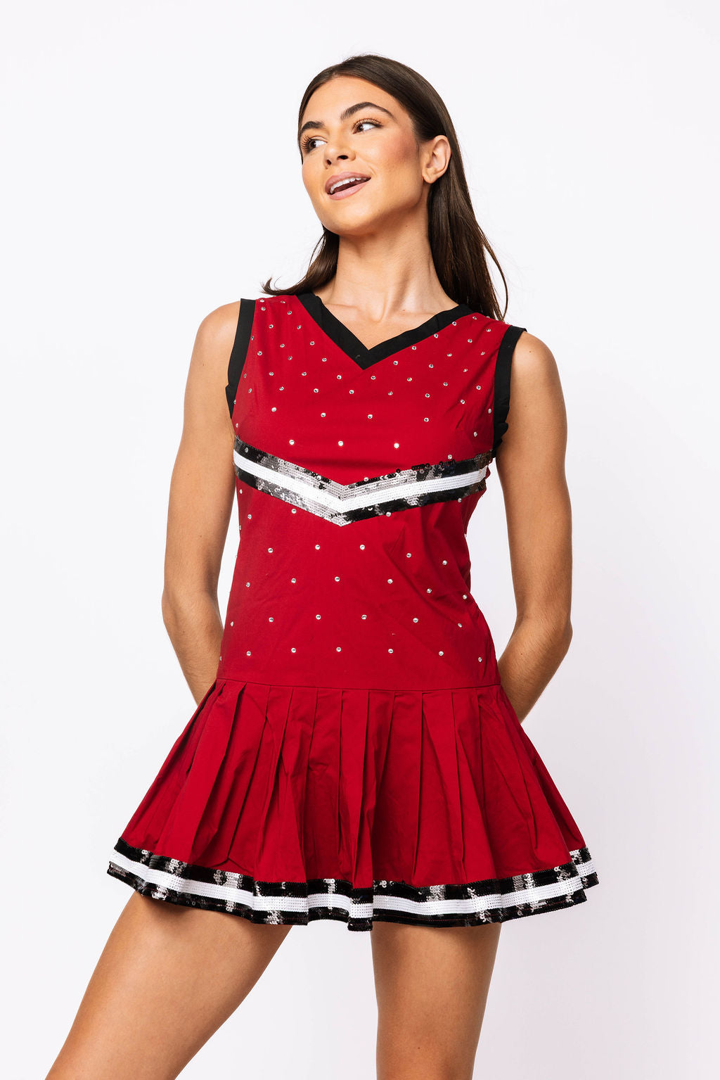 SAMPLE - Garnet & Black Rhinestone Cheerleader Tank Dress