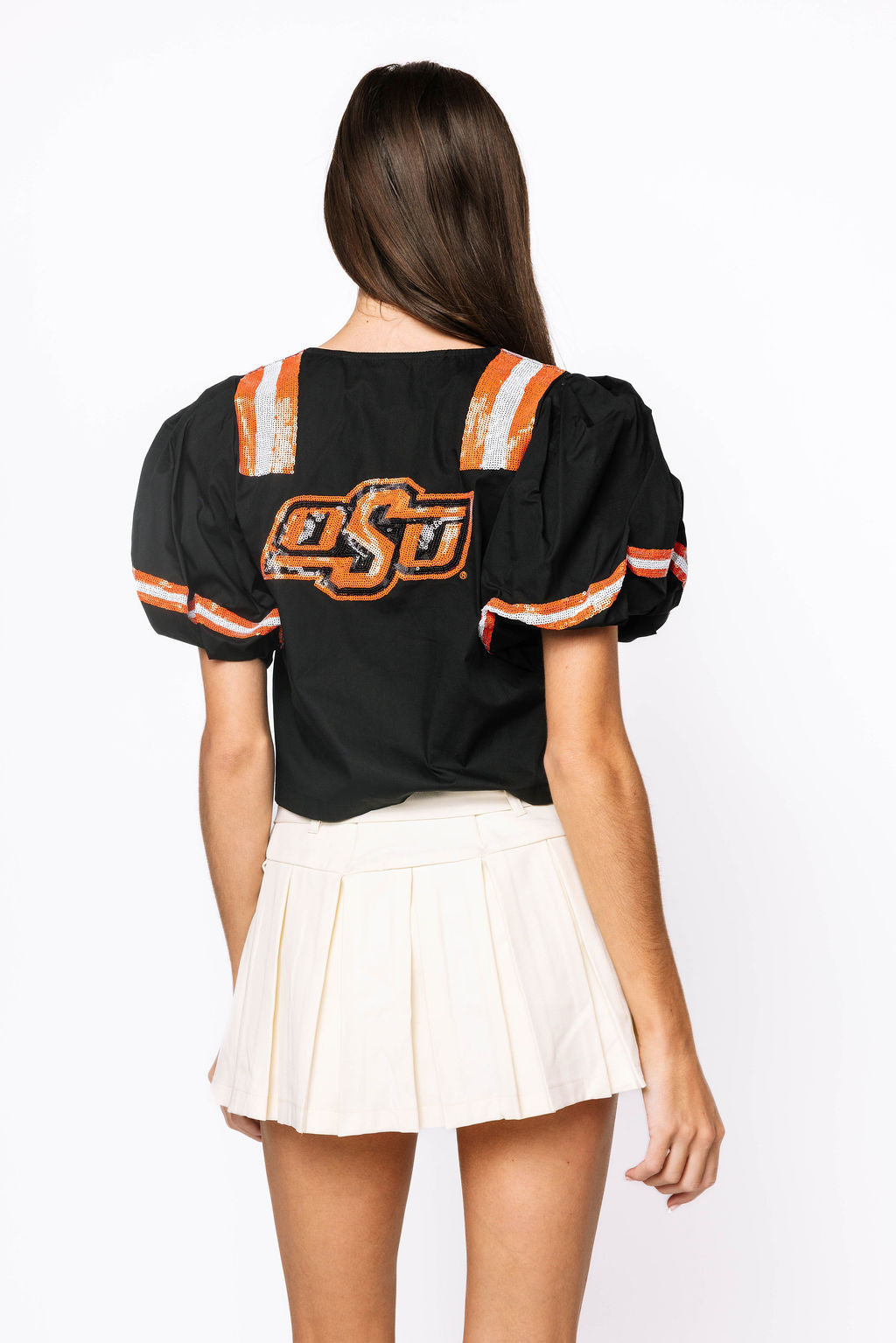 Licensed Sample - OK State Cotton Tie Front Jersey Top