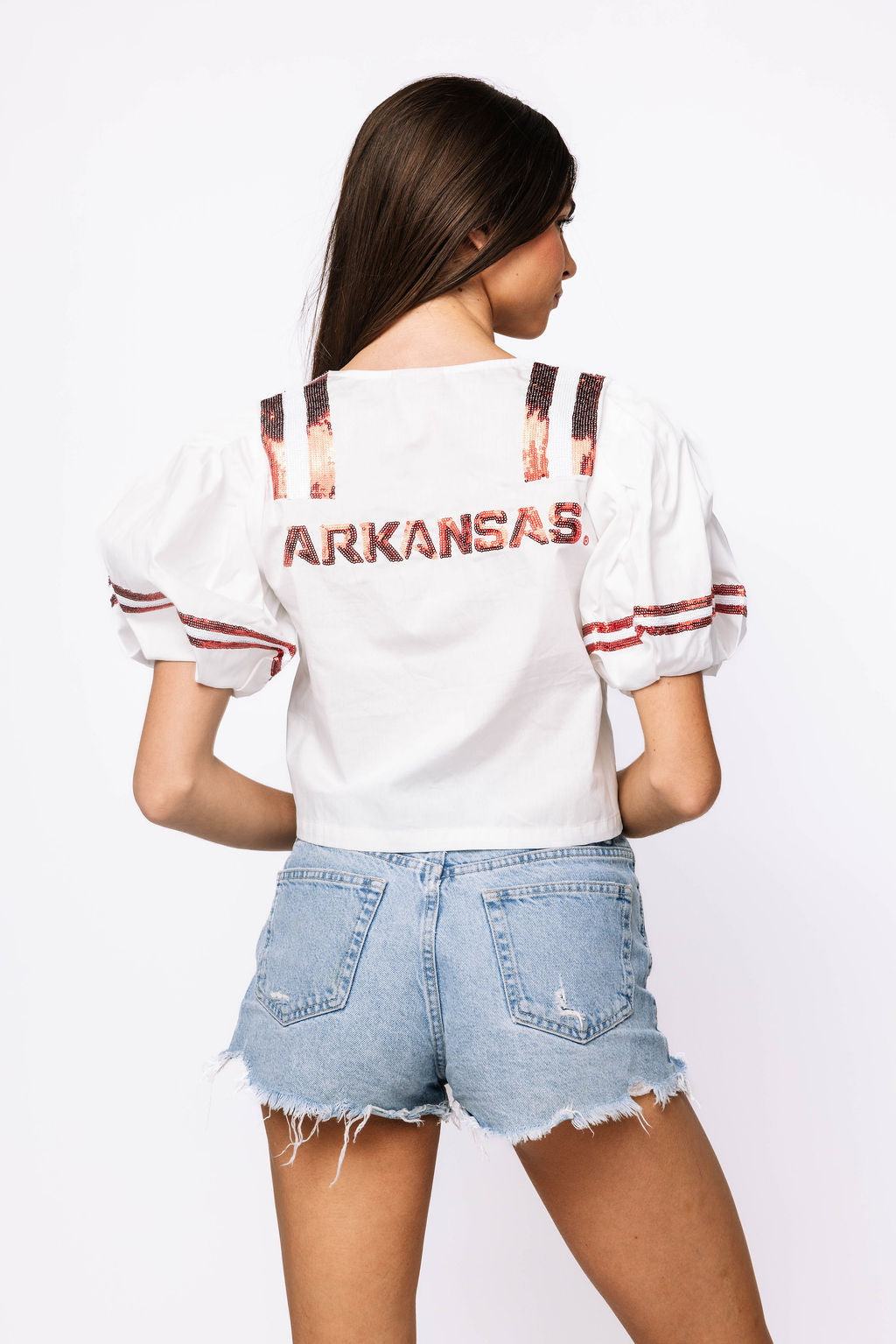 Licensed Sample - Arkansas Cotton Tie Front Jersey Top