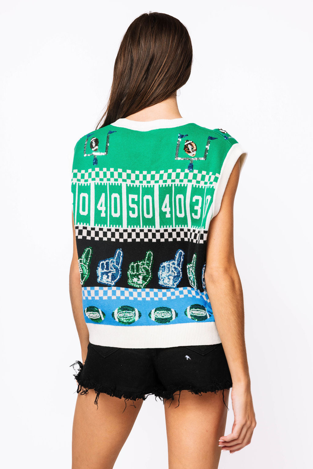 SAMPLE - Powder Blue & Green Colorblock Football Icon Vest