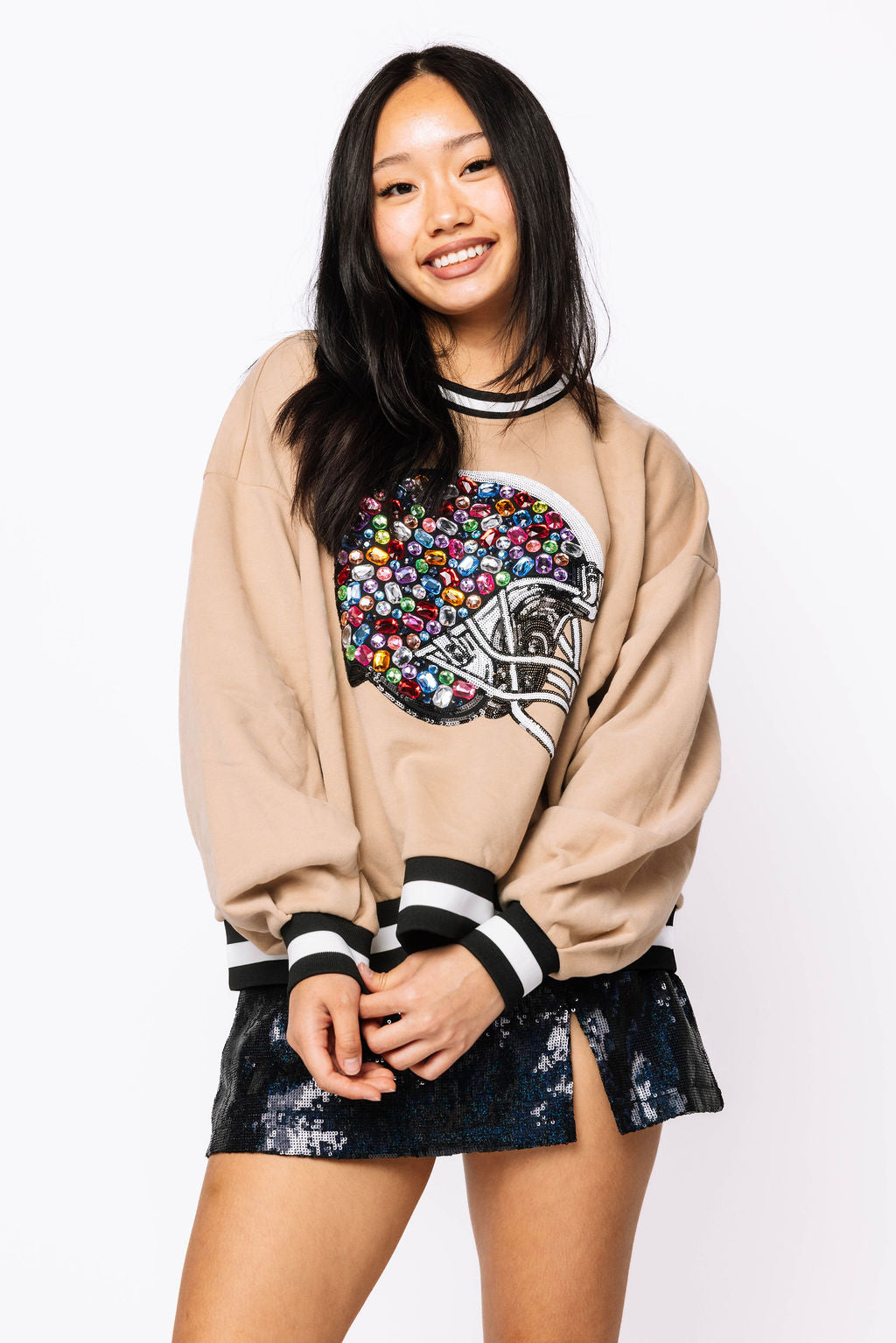 SAMPLE - Beige Rainbow Jewel Helmet Sweatshirt