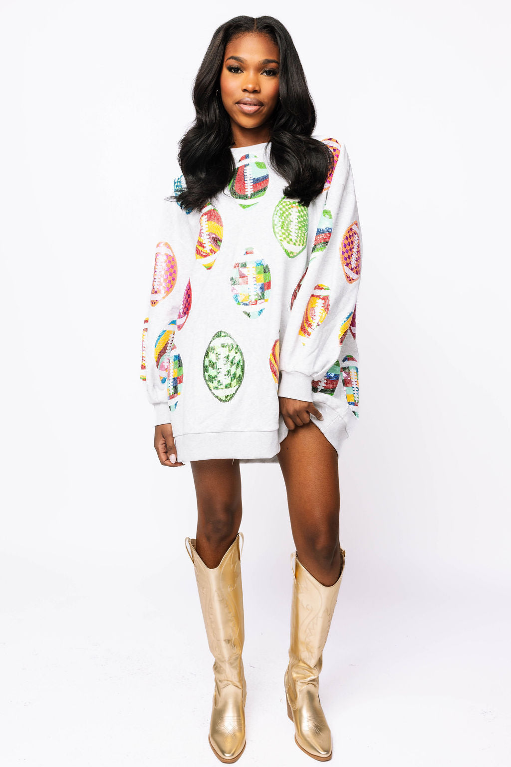 SAMPLE - Grey Groovy Football Sweatshirt Dress