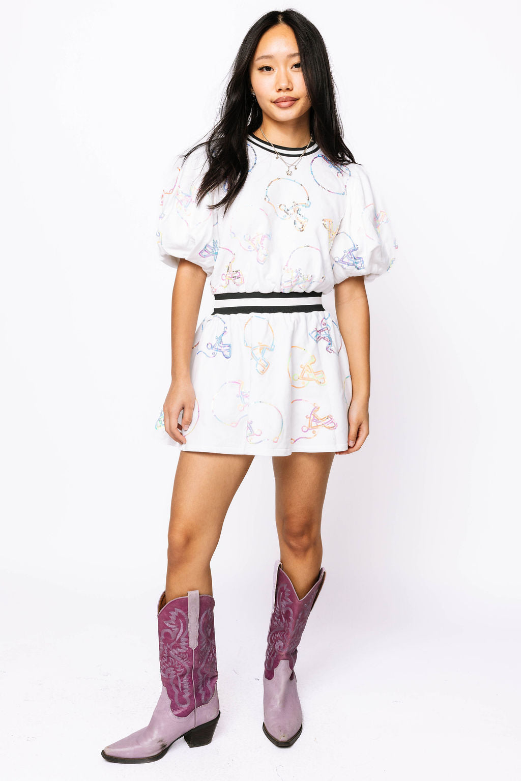 SAMPLE - White Multi Helmet Bubble Dress