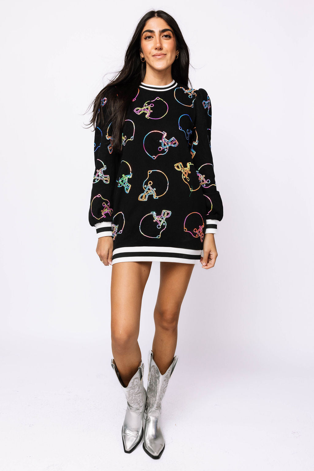 SAMPLE - Black Multi Helmet Sweatshirt Dress