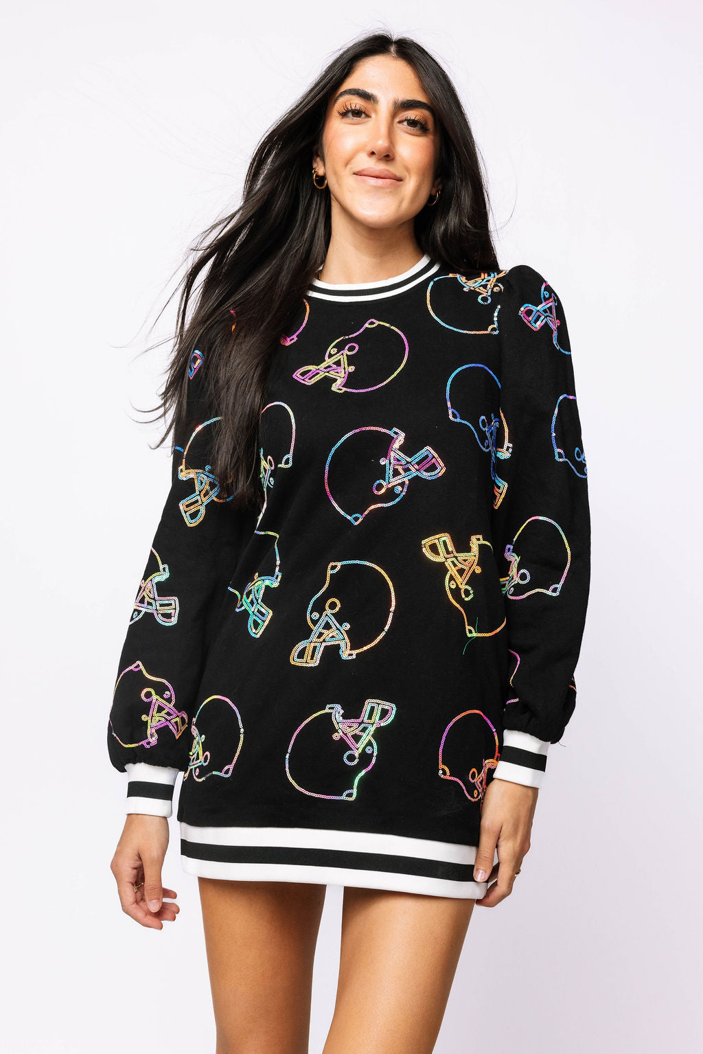 SAMPLE - Black Multi Helmet Sweatshirt Dress