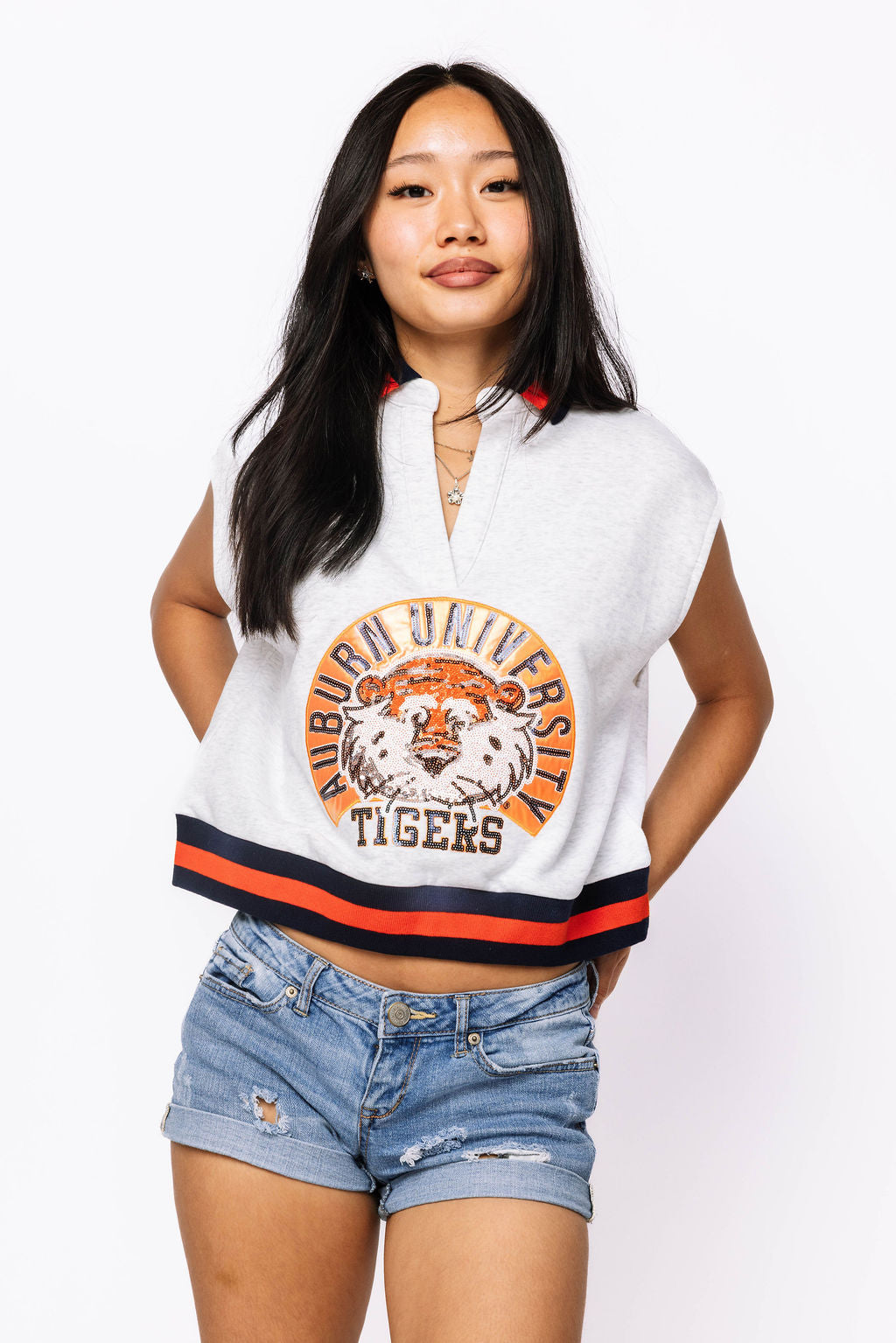 Licensed Sample - Auburn Striped Collar Circular Mascot Tank