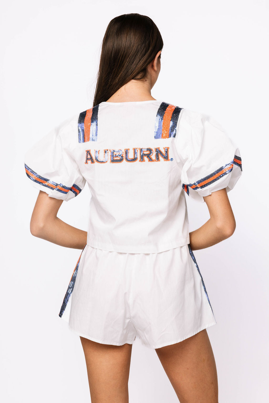 Licensed Sample - Auburn Cotton Tie Front Jersey Top and Shorts Set