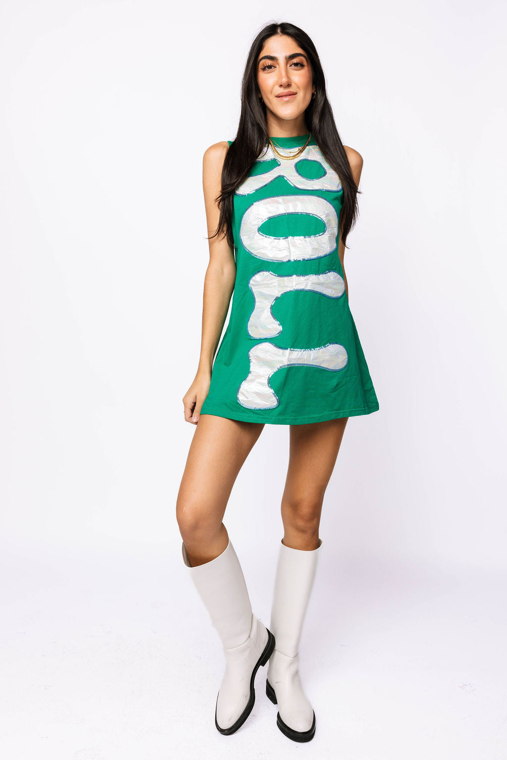 Licensed Sample - Green Iridescent Roll Wave Tank Dress