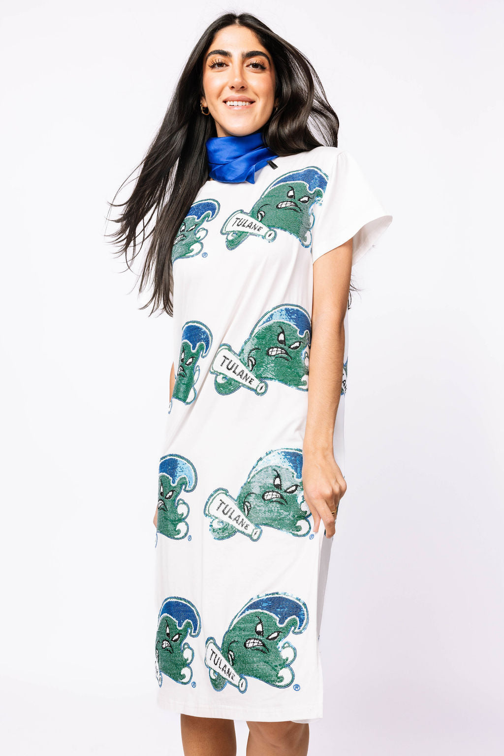 Licensed Sample - Tulane Mascot Midi Tee Dress
