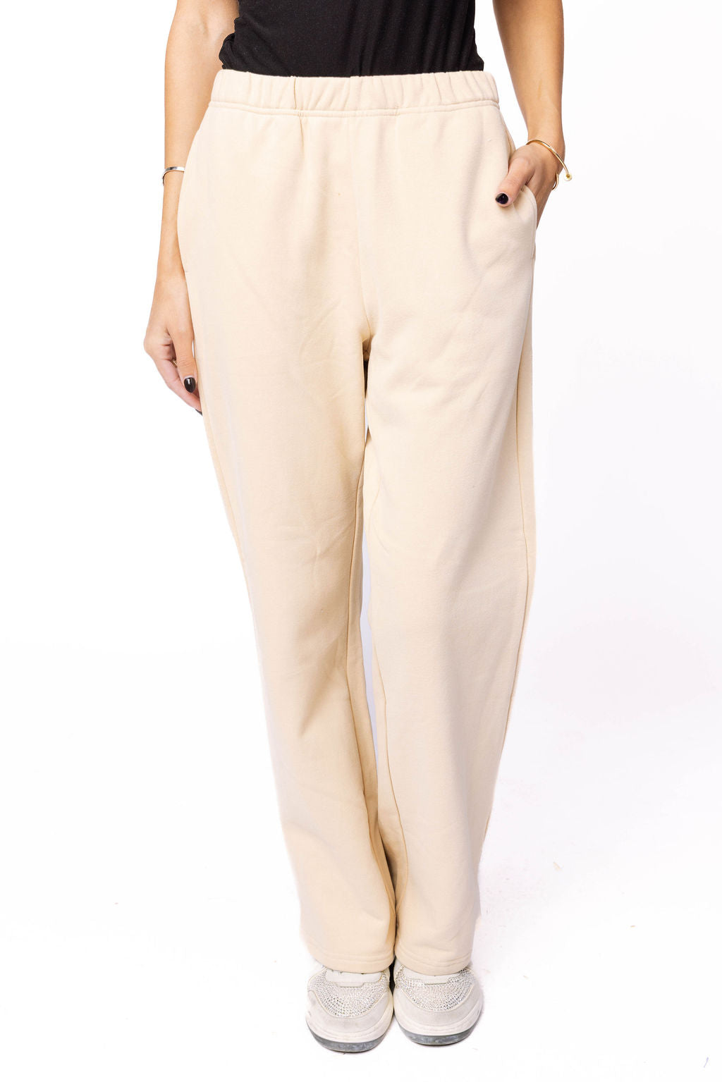 Licensed Sample - LSU Tan W/White Jewel Letter Sweatpant