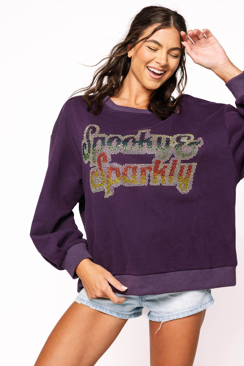 Sample Dark Purple Rhinestone 'Spooky & Sparkly' Sweatshirt