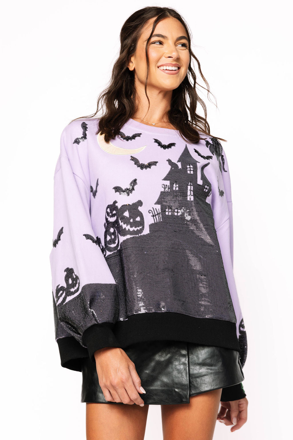 Lavender & Black Halloween House Sweatshirt