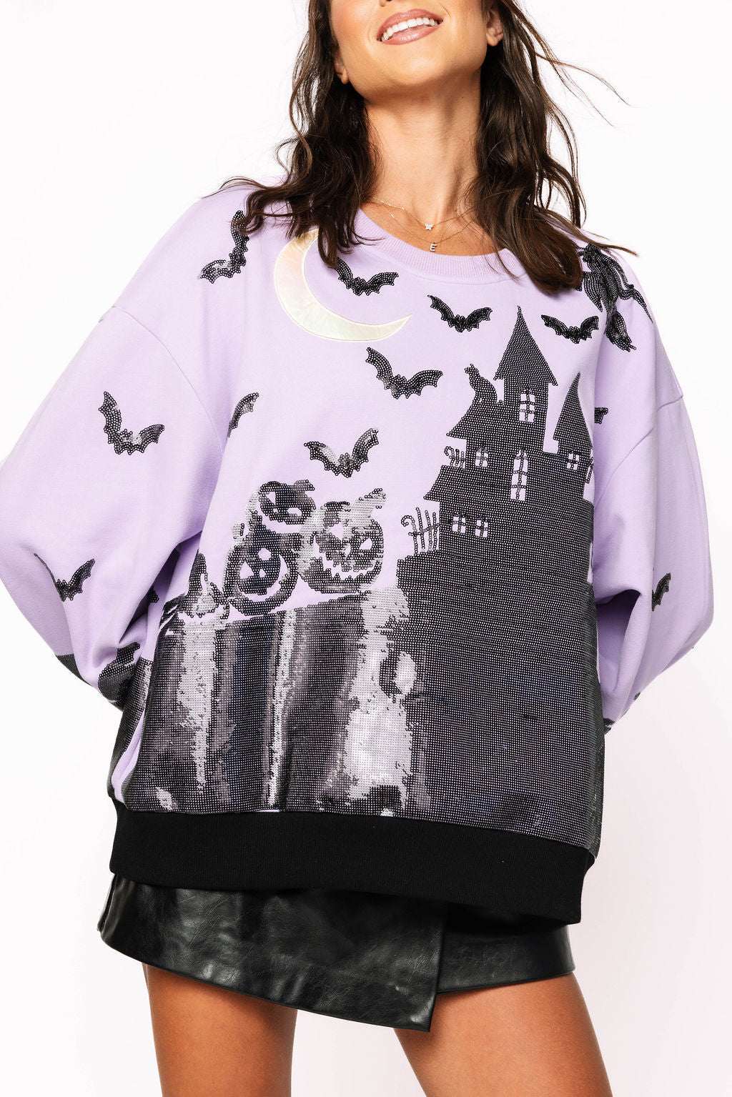 Lavender & Black Halloween House Sweatshirt