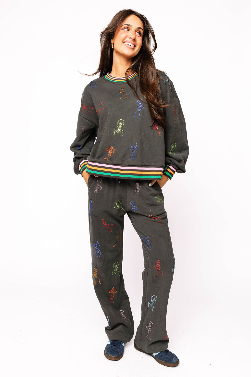 Charcoal Multi Skeleton Pant