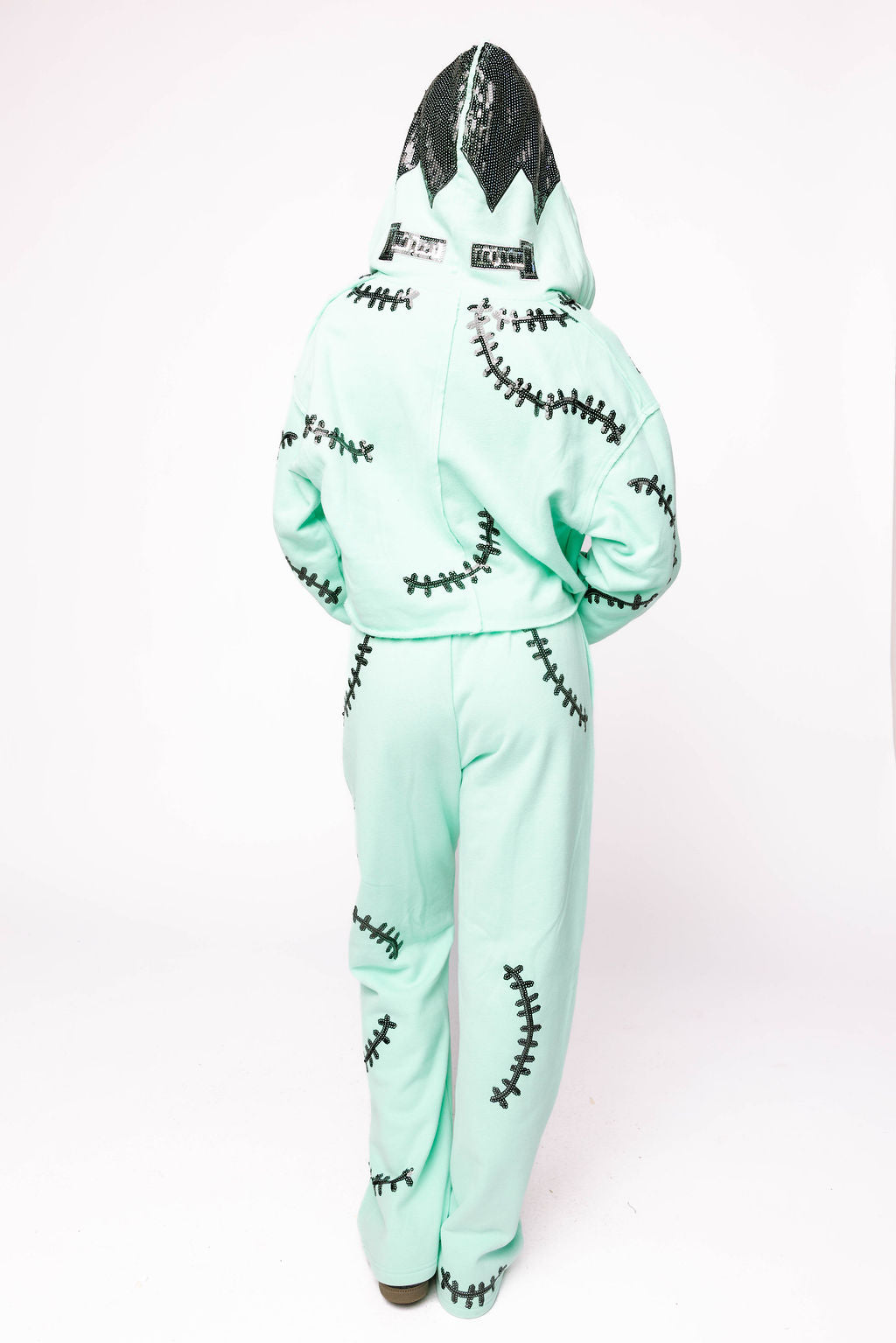 Sample Mint Green & Black Frankenstein Sweatshirt/Jogger Set