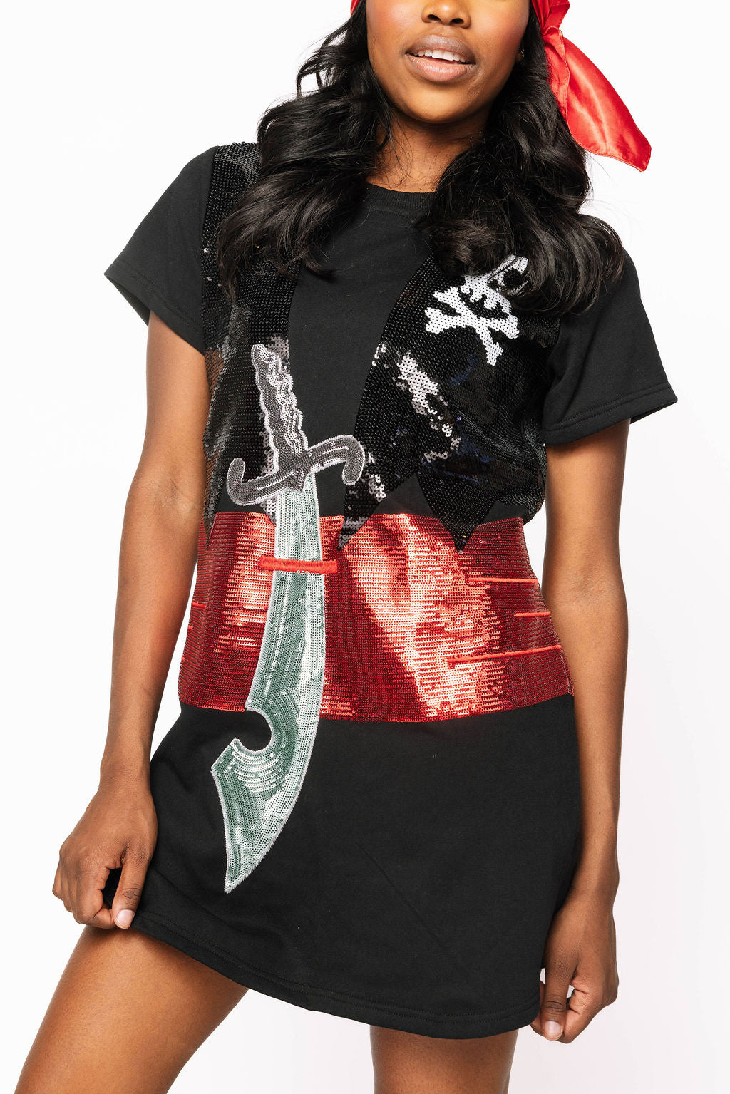 Sample Black Sequin Pirate Tee Dress