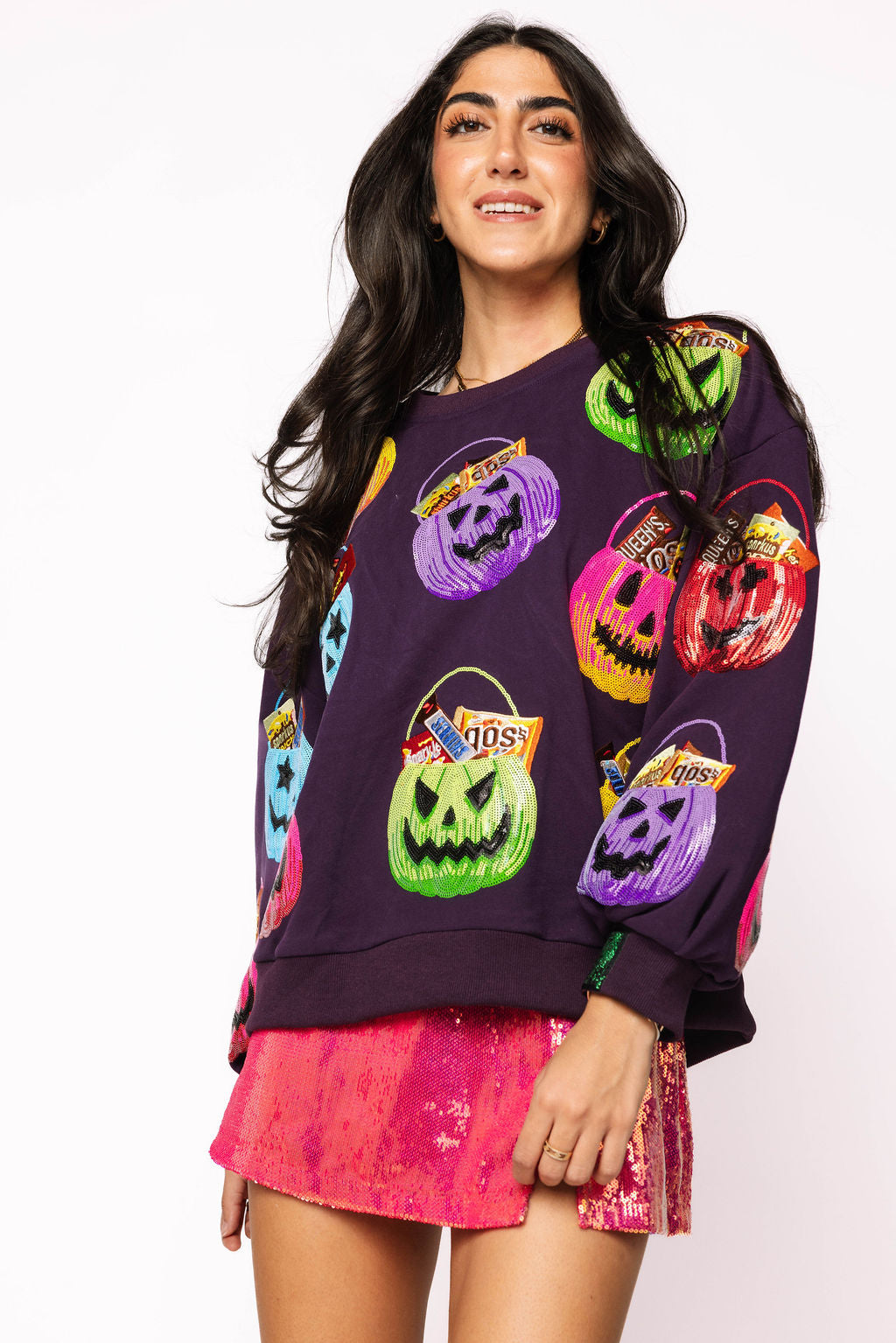 Dark Purple Multi Candy in Halloween Baskets Sweatshirt