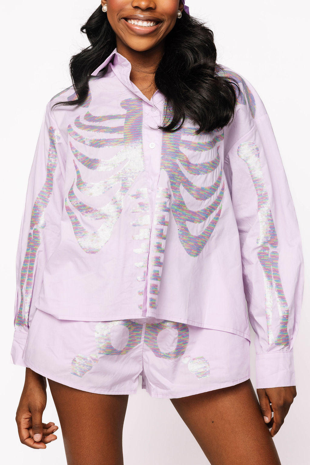 Lavender Tonal Skeleton Cotton Short