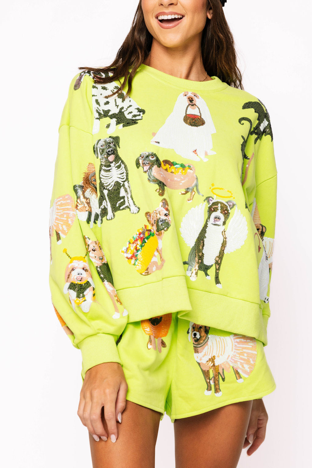Lime Green Halloween Dogs Shorts