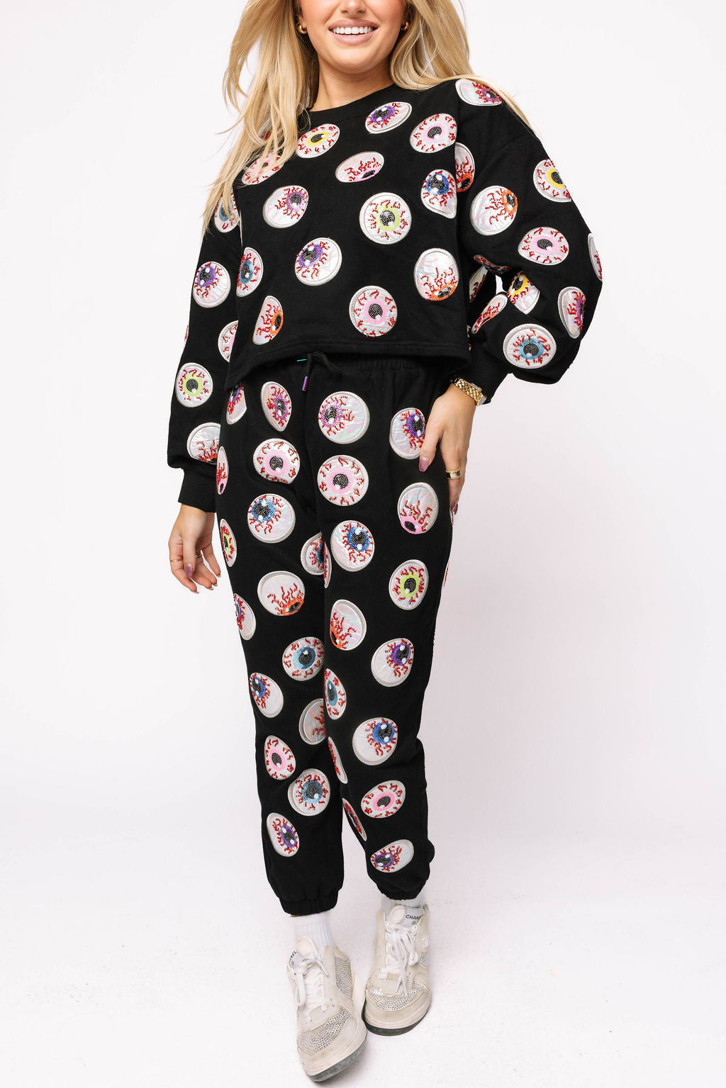 Sample Black Spooky Eye Ball Sweatshirt & Jogger Set