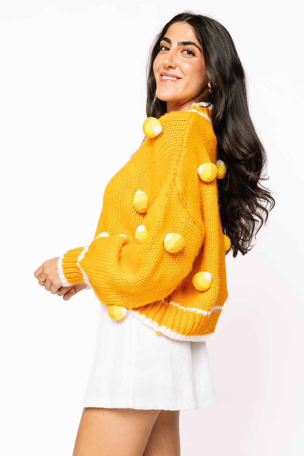 Sample Orange Knitted Candy Corn Cardigan