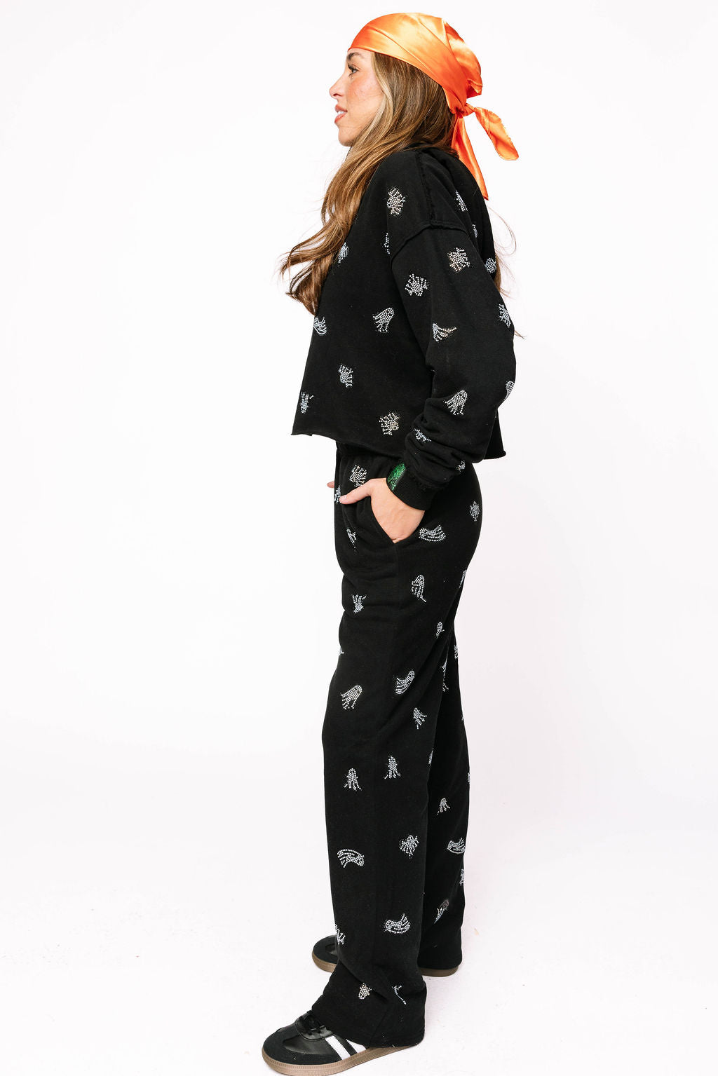 Sample Black Rhinestone Ghost Sweatshirt & Jogger Set