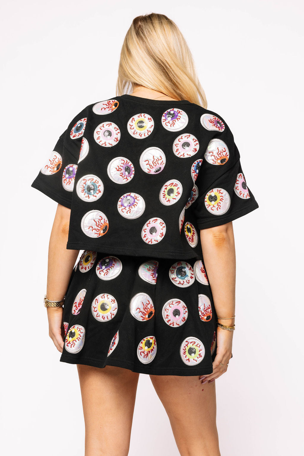 Sample Black Spooky Eye Ball Top & Skort Set