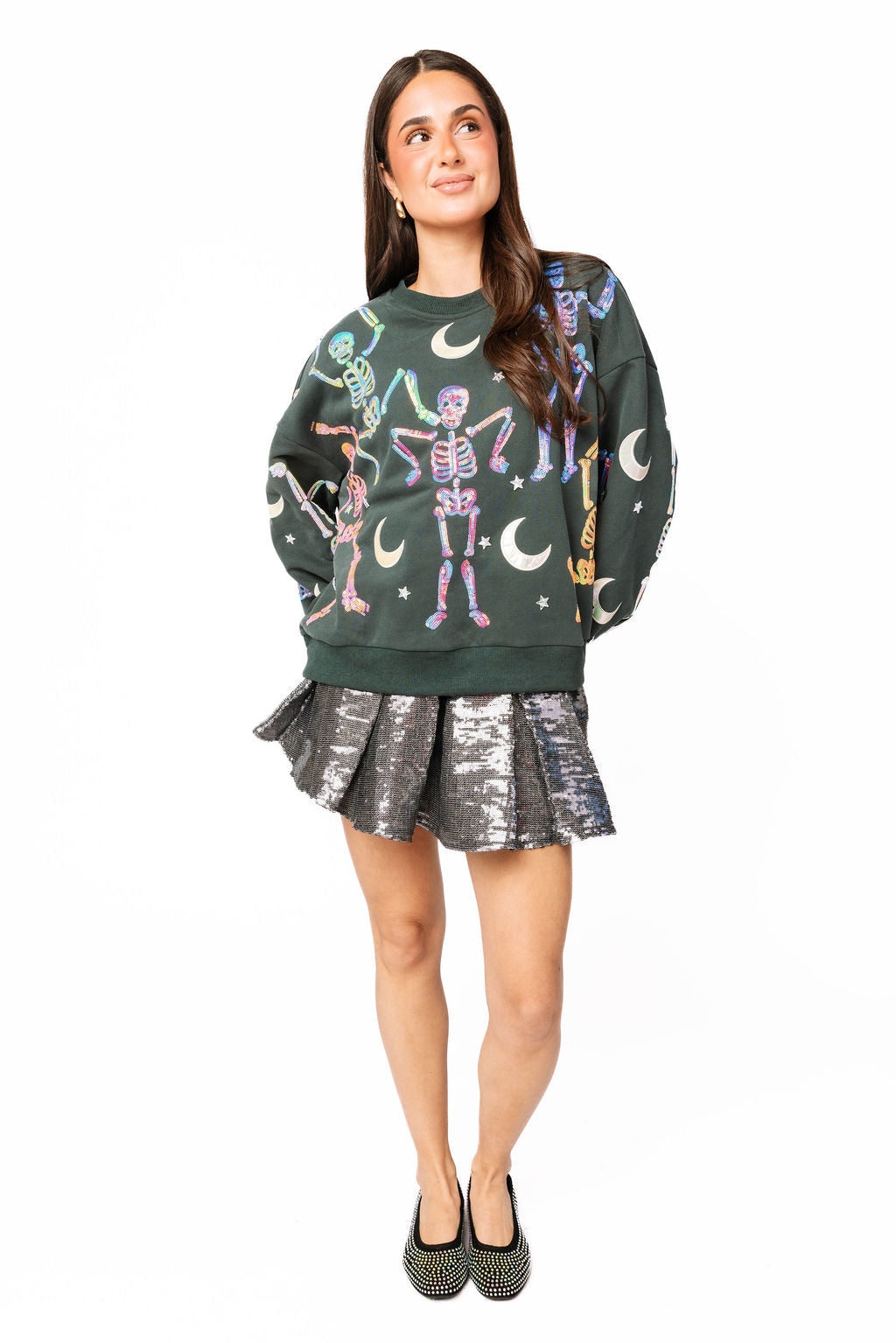 Dark Green & Multi Dancing Skeleton Sweatshirt