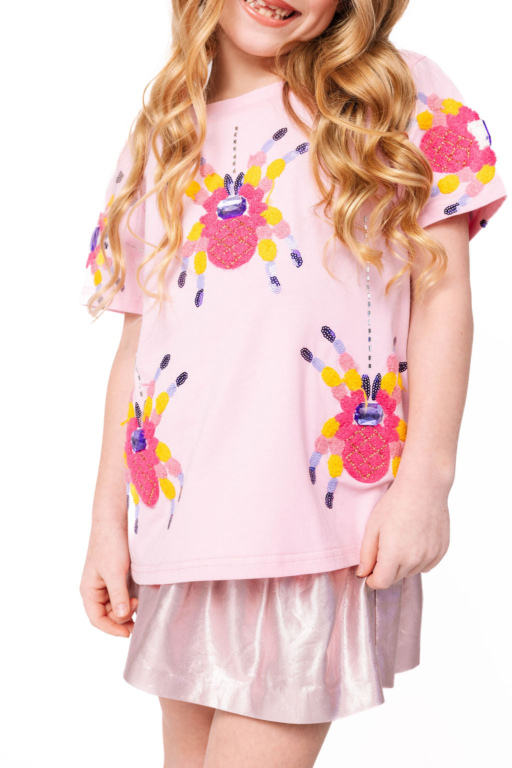 Sample Kids Pink Fuzzy Spider Tee