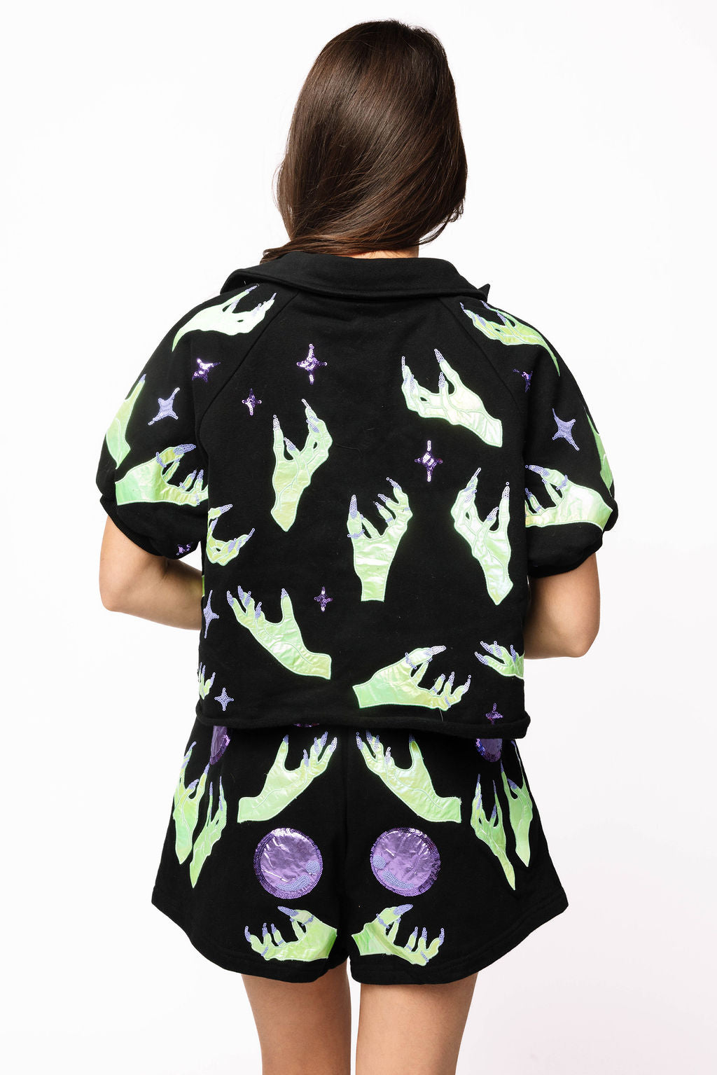 Sample Black & Green Witch Hand Top and Short Set