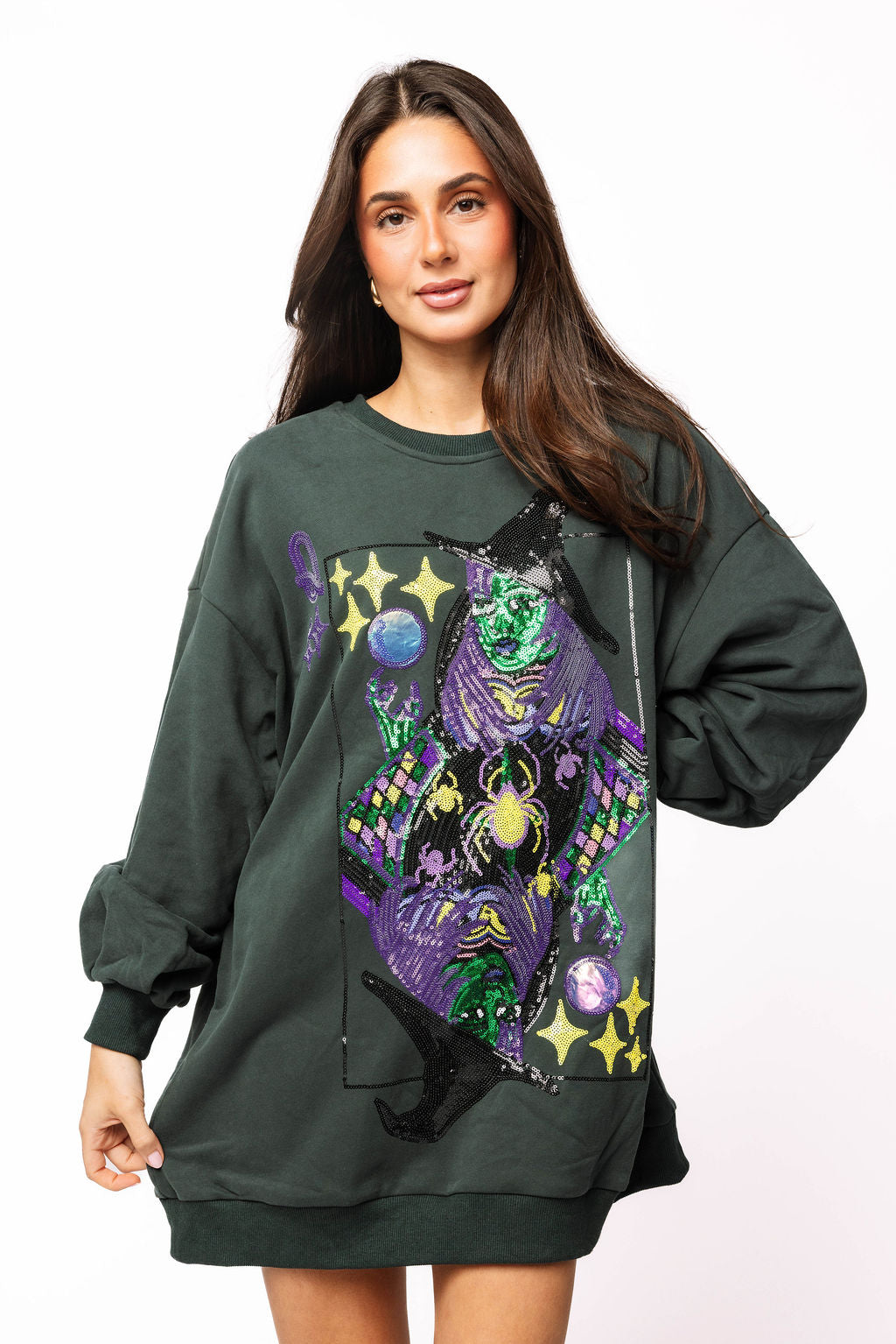 Sample Gray Queen Witch Card Sweatshirt Dress