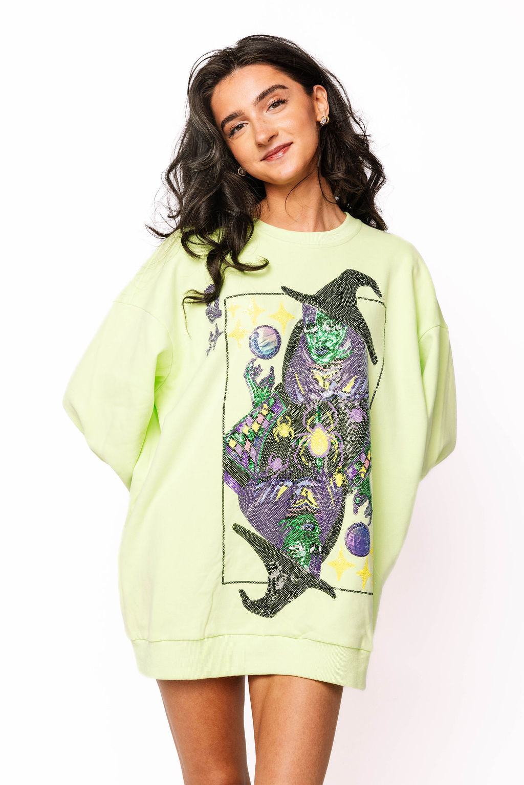 Sample Green Queen Witch Card Sweatshirt Dress