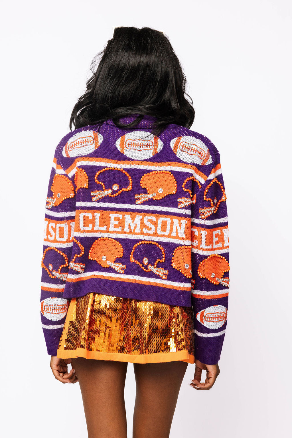 Licensed Sample - Clemson Vintage Football Helmet Stripe Turtle Neck Sweater