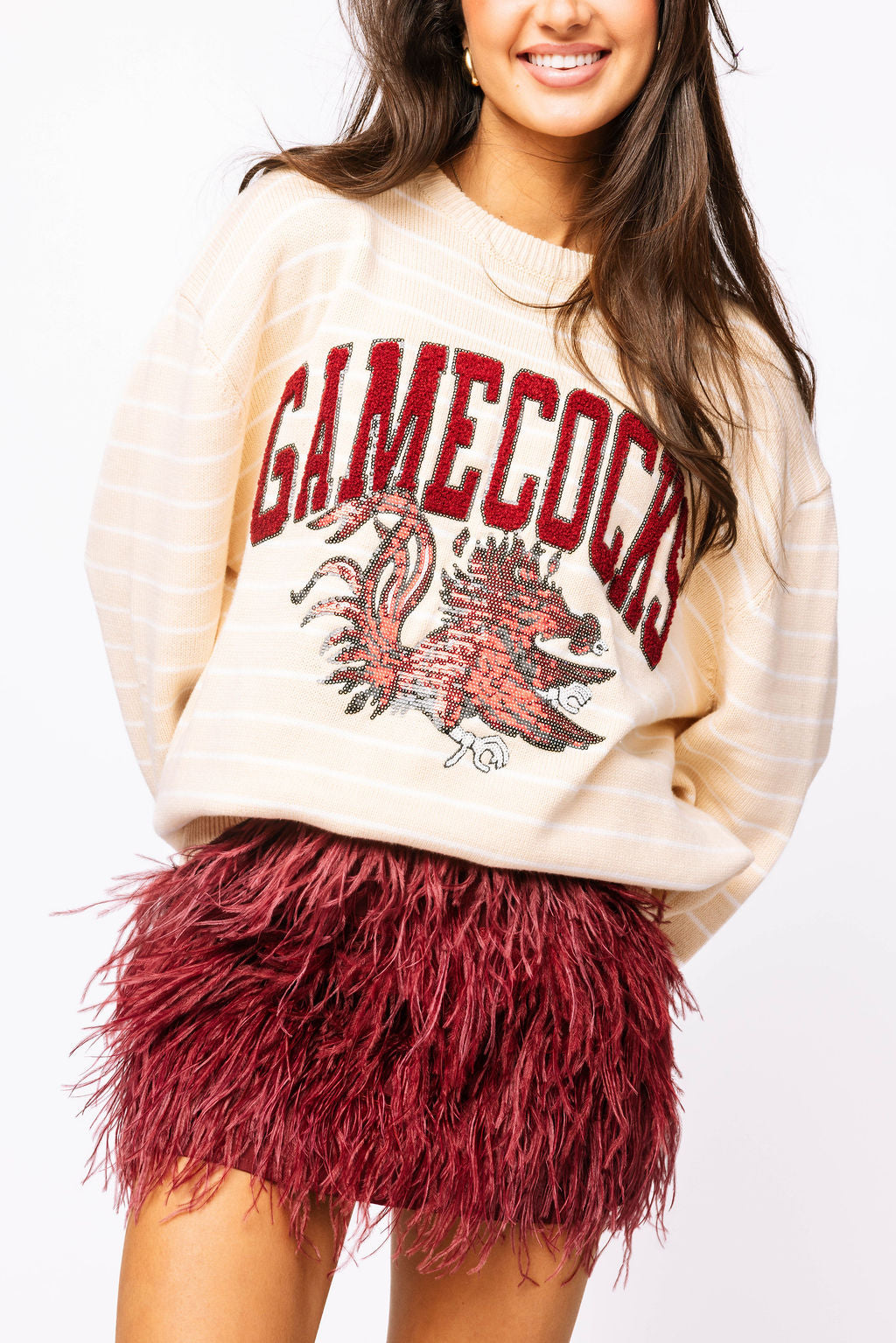 Licensed Sample - USC Beige Stripe Vintage Team Sweater