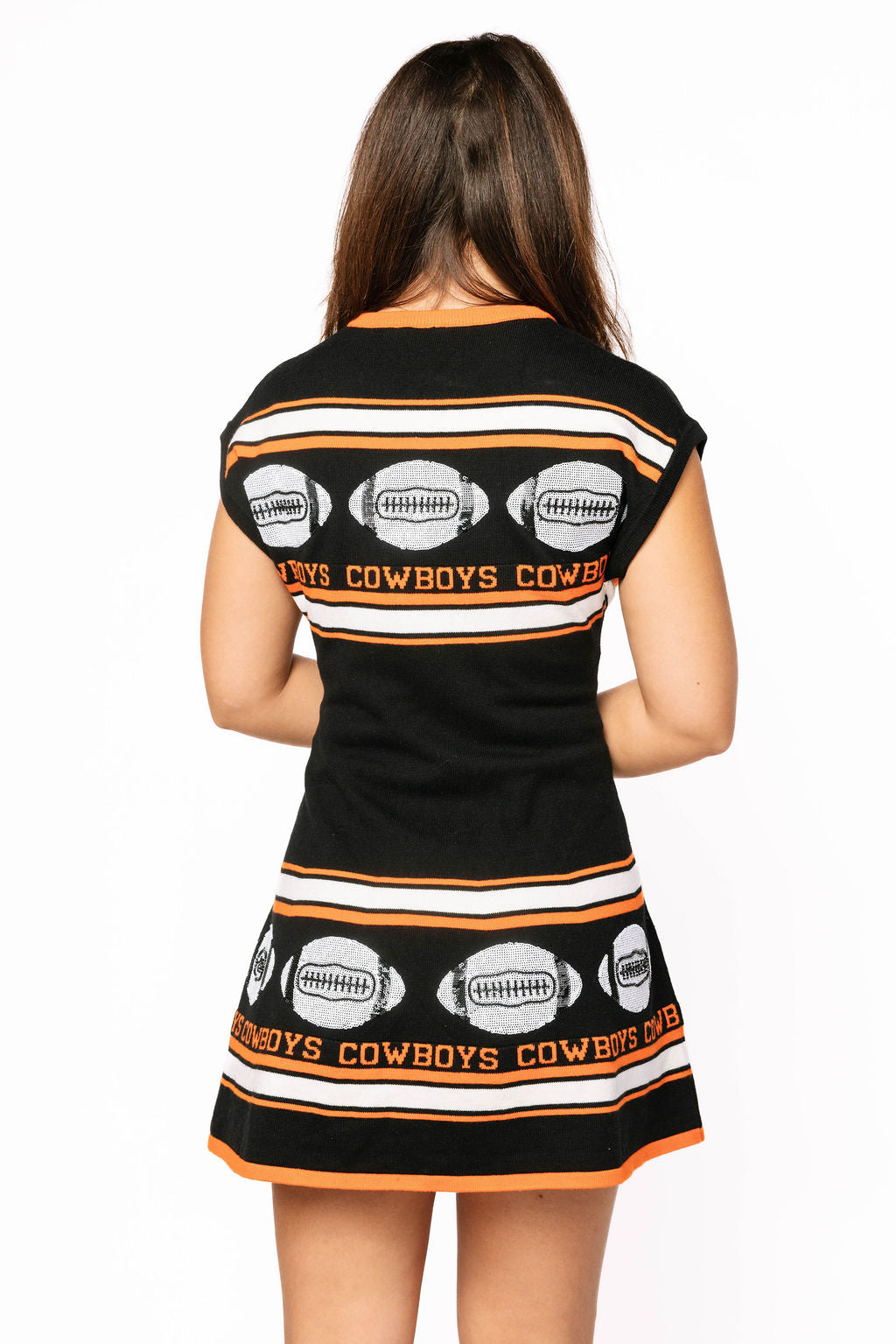 Licensed Sample - OK State Vintage Football Stripes Sweater Dress