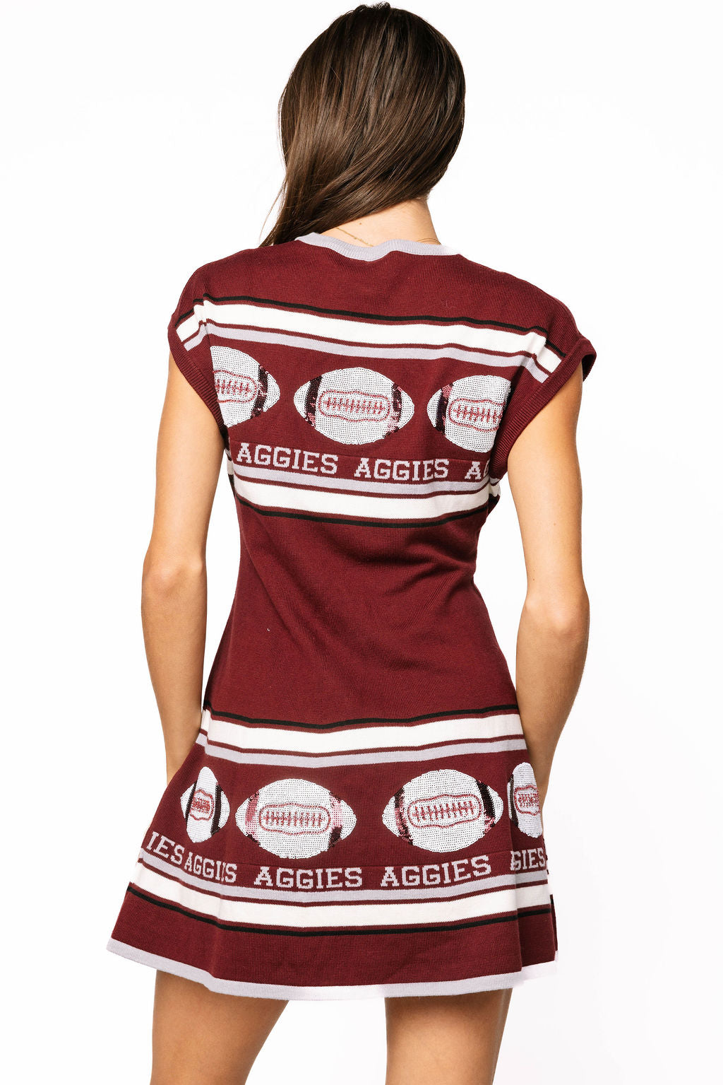 Licensed Sample - Texas A&M Vintage Football Stripes Sweater Dress