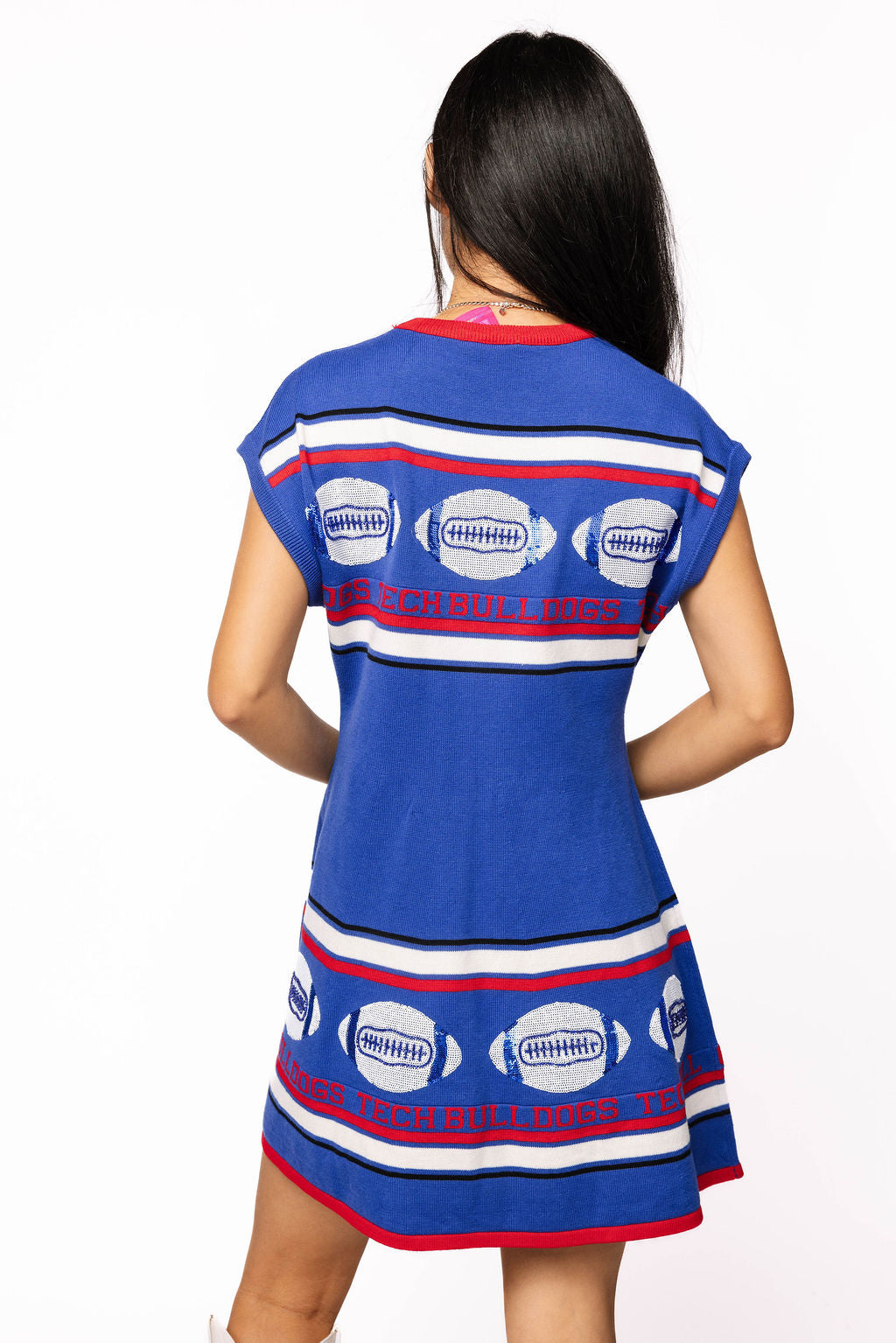 Licensed Sample - LA Tech Vintage Football Stripes Sweater Dress
