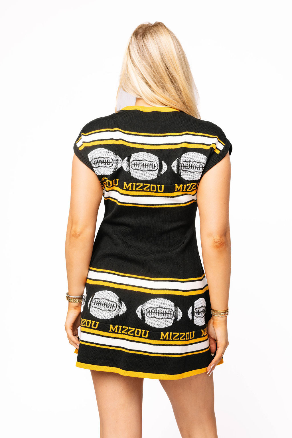 Licensed Sample - Mizzou Vintage Football Stripes Sweater Dress