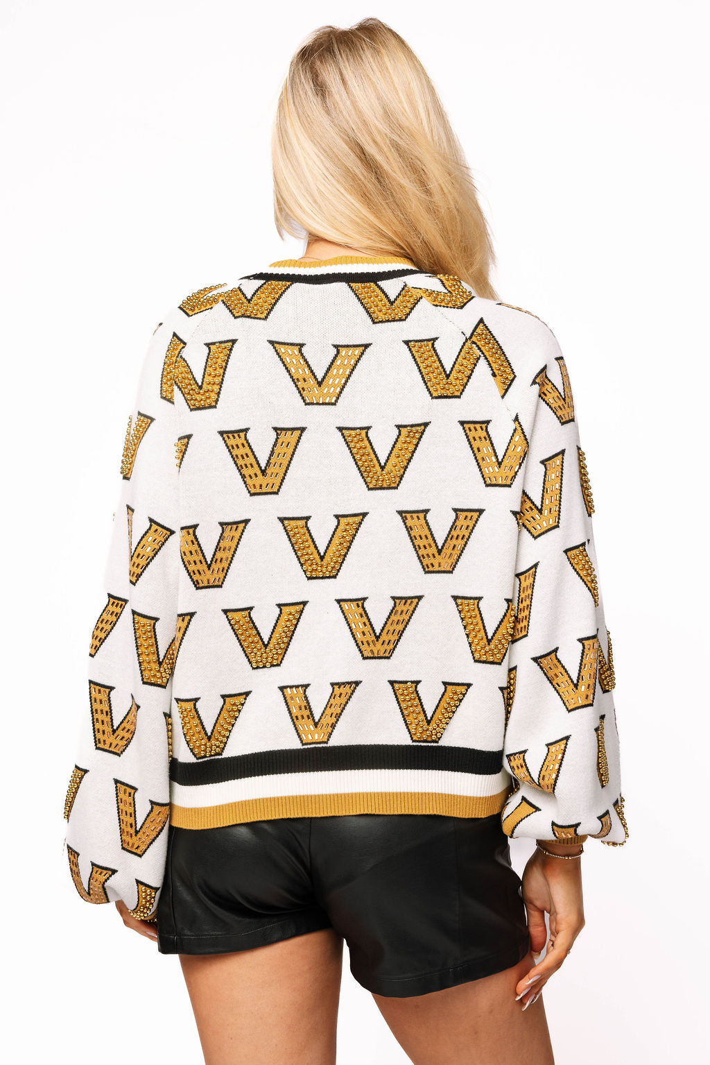Licensed Sample - Vanderbilt Knit in Mascot Rhinestone Cardigan