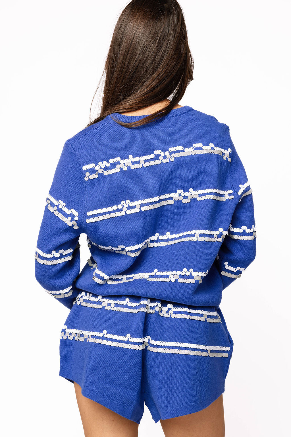 Licensed Sample - Memphis Full Sequin Skinny Stripe Cardigan/Short SET