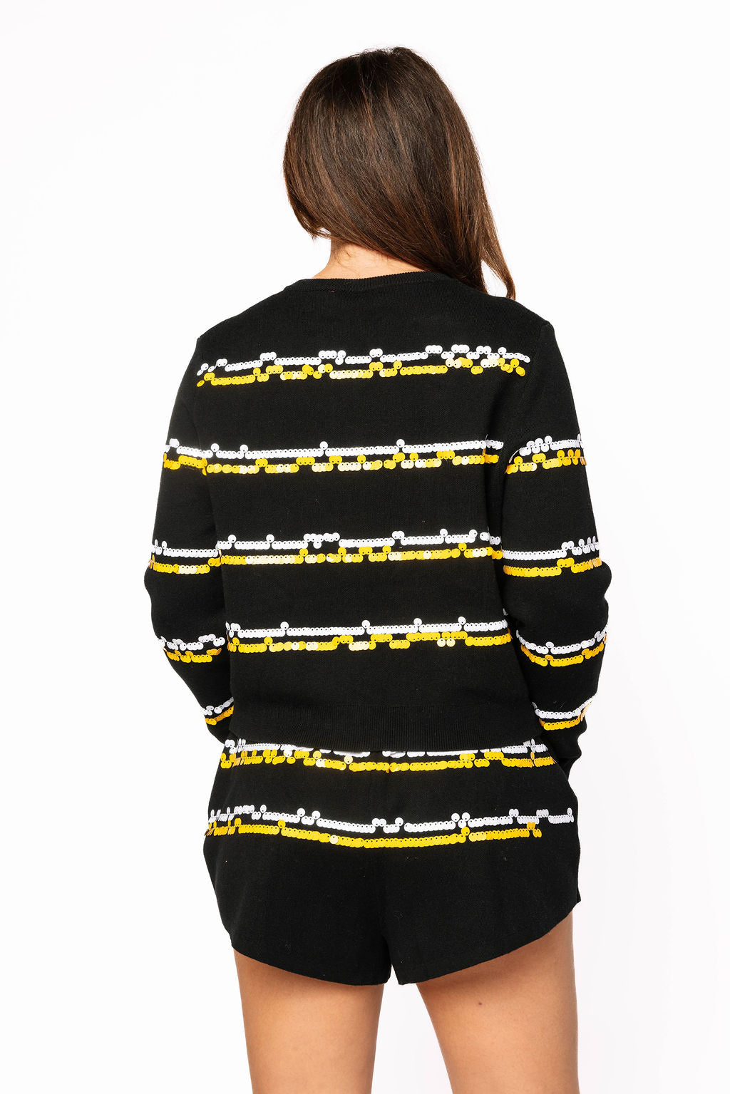 Licensed Sample - Mizzou Full Sequin Skinny Stripe Cardigan/Short SET