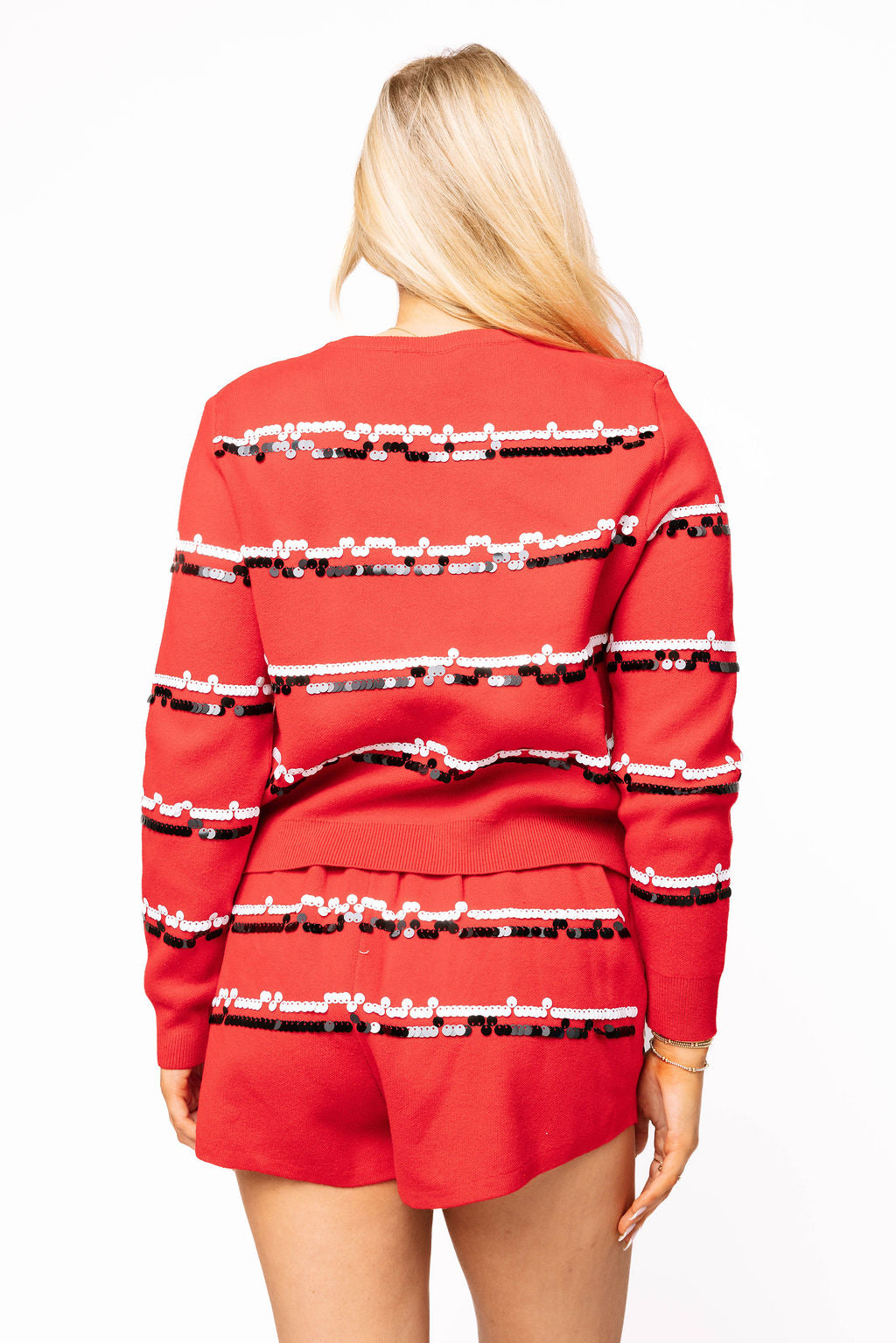 Licensed Sample - ULL Full Sequin Skinny Stripe Cardigan/Short SET