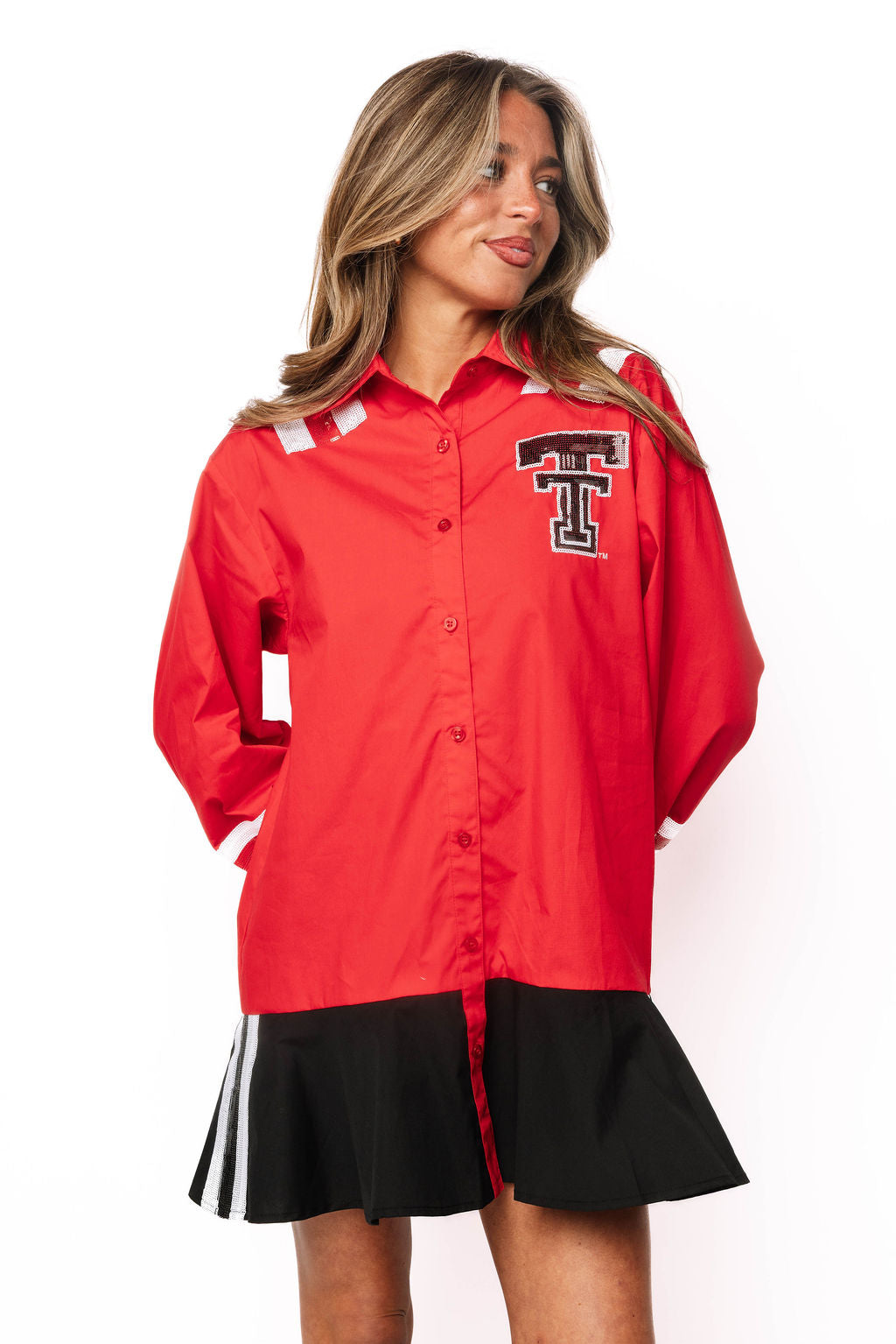 Licensed Texas Tech Mascot Pocket Jersey Cotton Long Sleeve Ruffle Dre – Queen of Sparkles