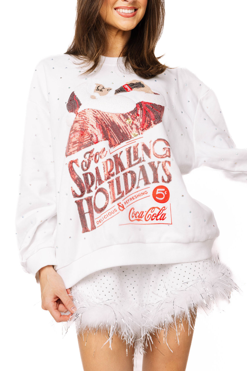 Licensed White 'For Sparkling Holidays' Coca-Cola Sweatshirt