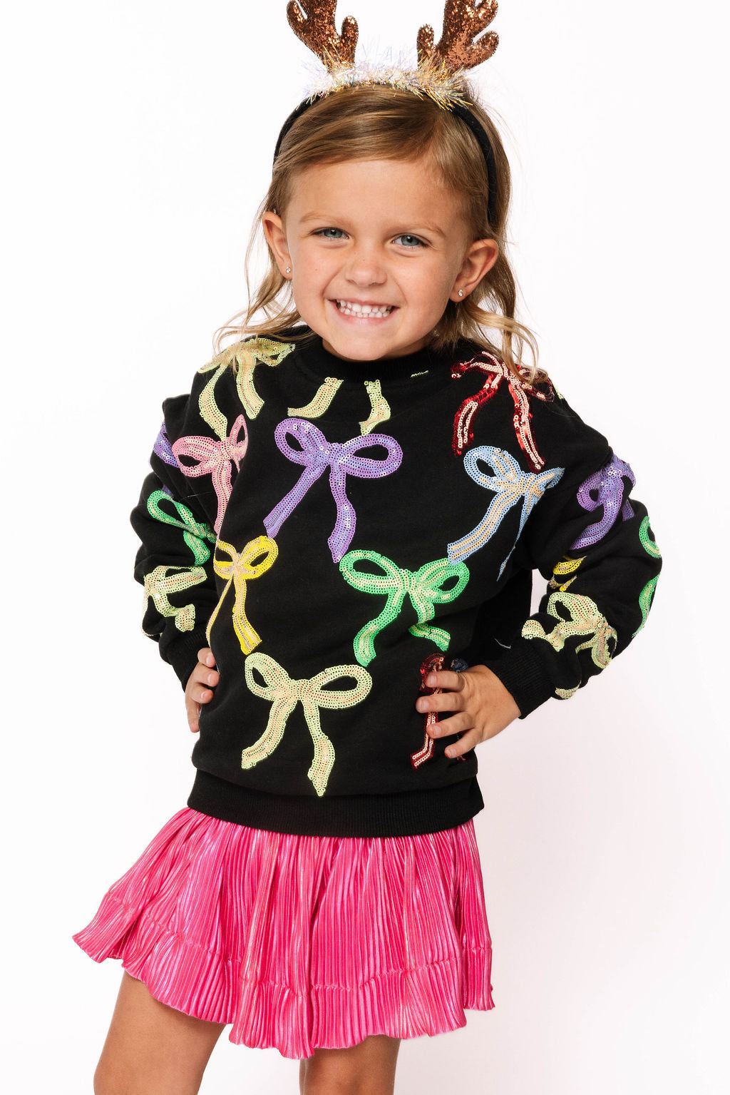 Kids Black Multi Bow Sweatshirt
