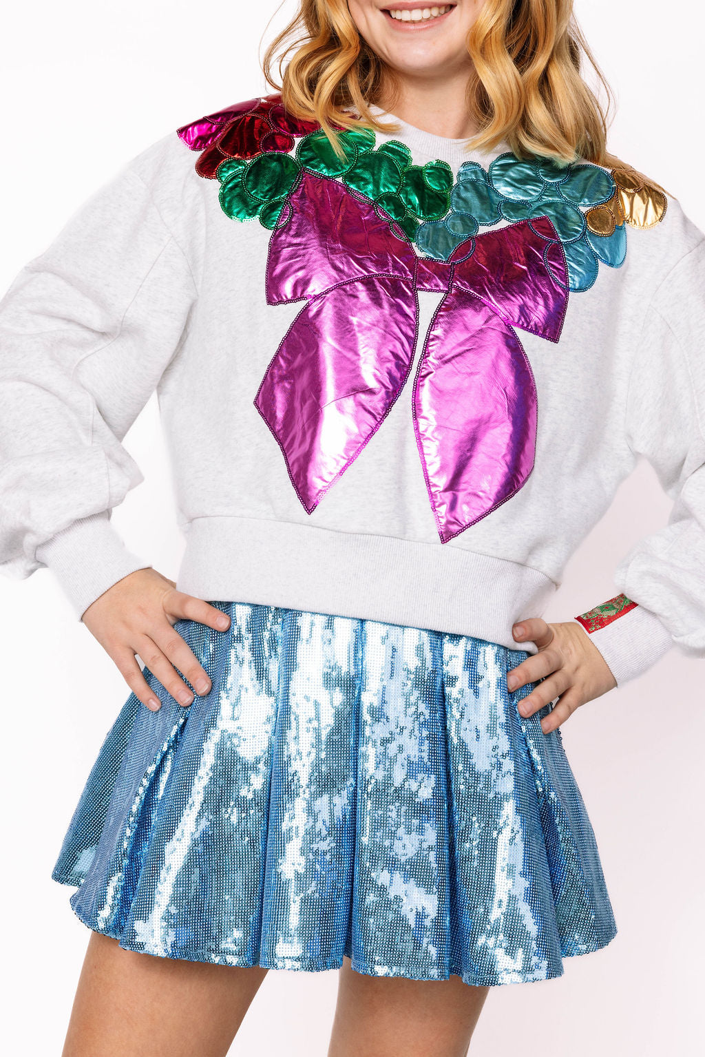 Kids Grey Metallic Wreath Sweatshirt