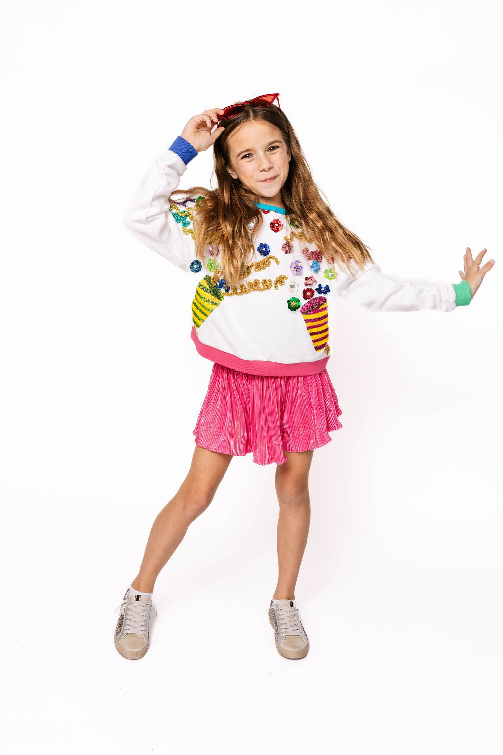 Sample Kids White Confetti Popping Sweatshirt