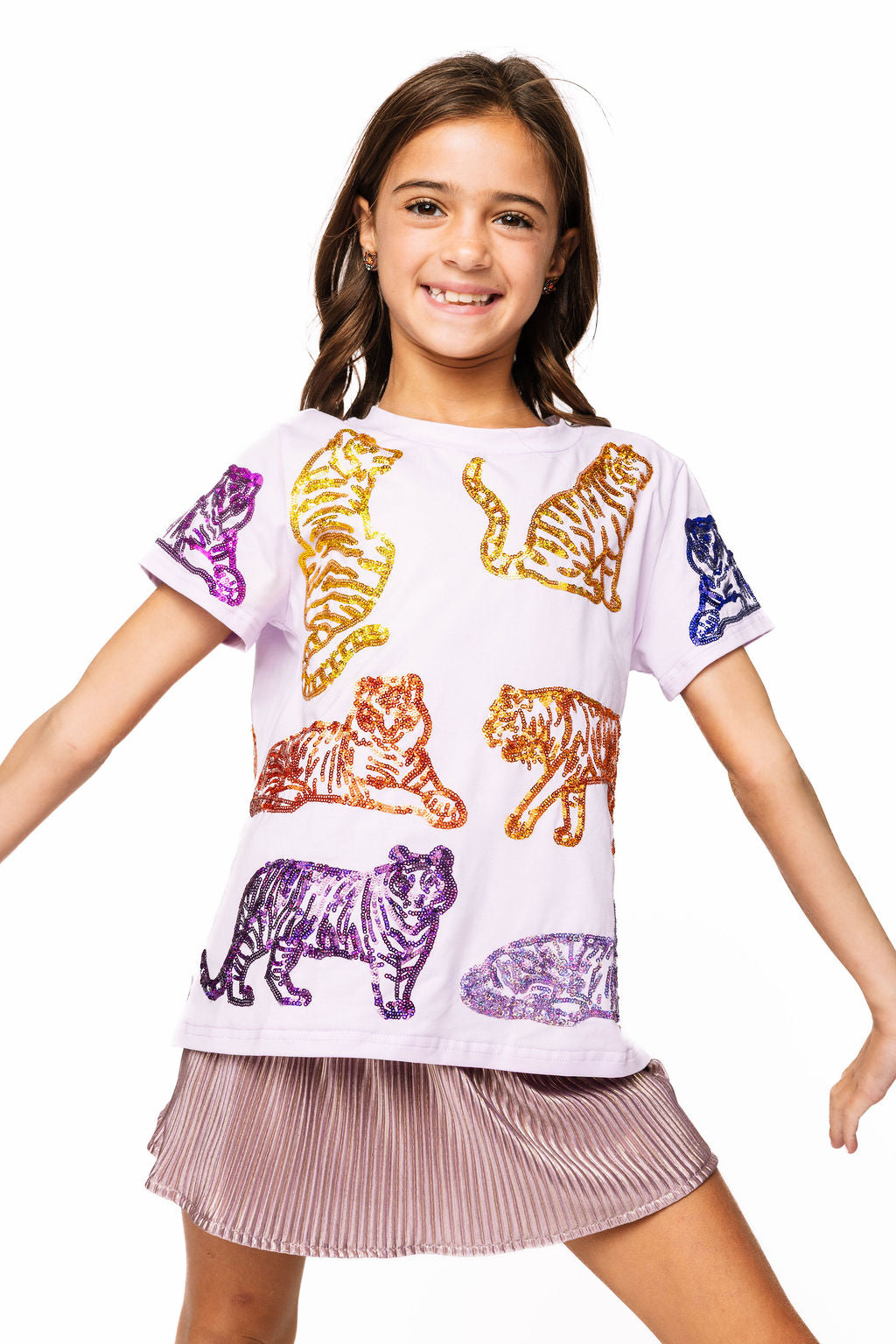 Kids Lavender & Gold Ribbed Skort