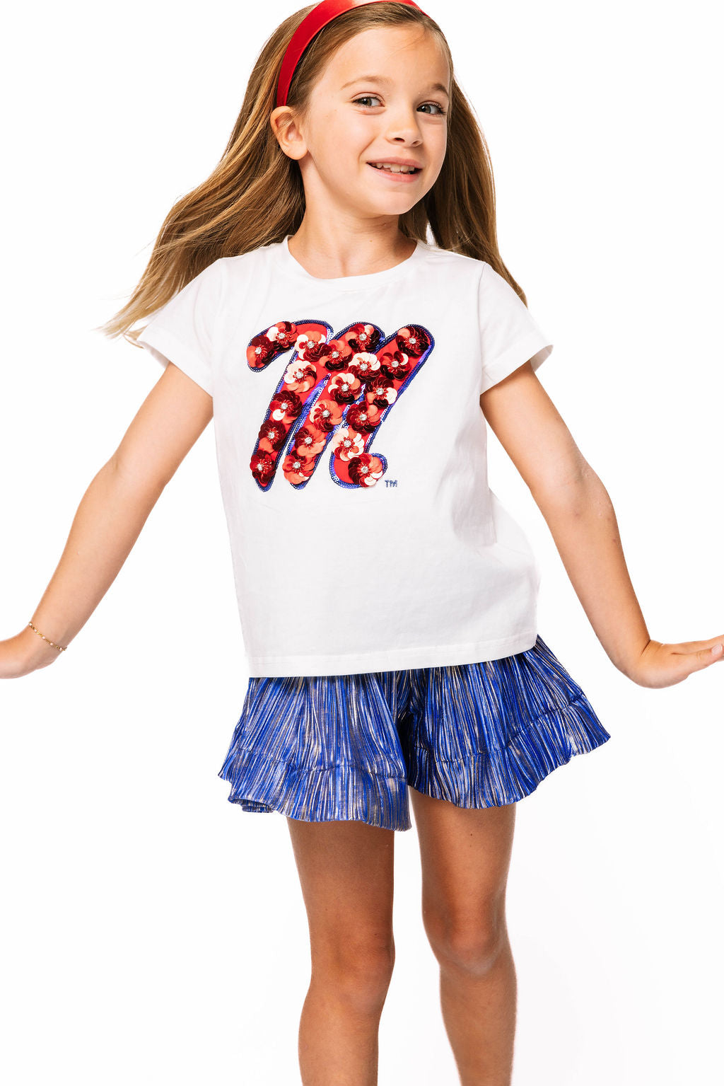 Kids Royal & Gold Ribbed Skort